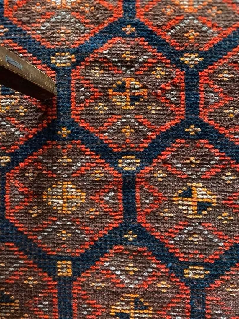 オレンジブラック　超ロングランナーラグ　ヴィンテージラグ　トルコラグ