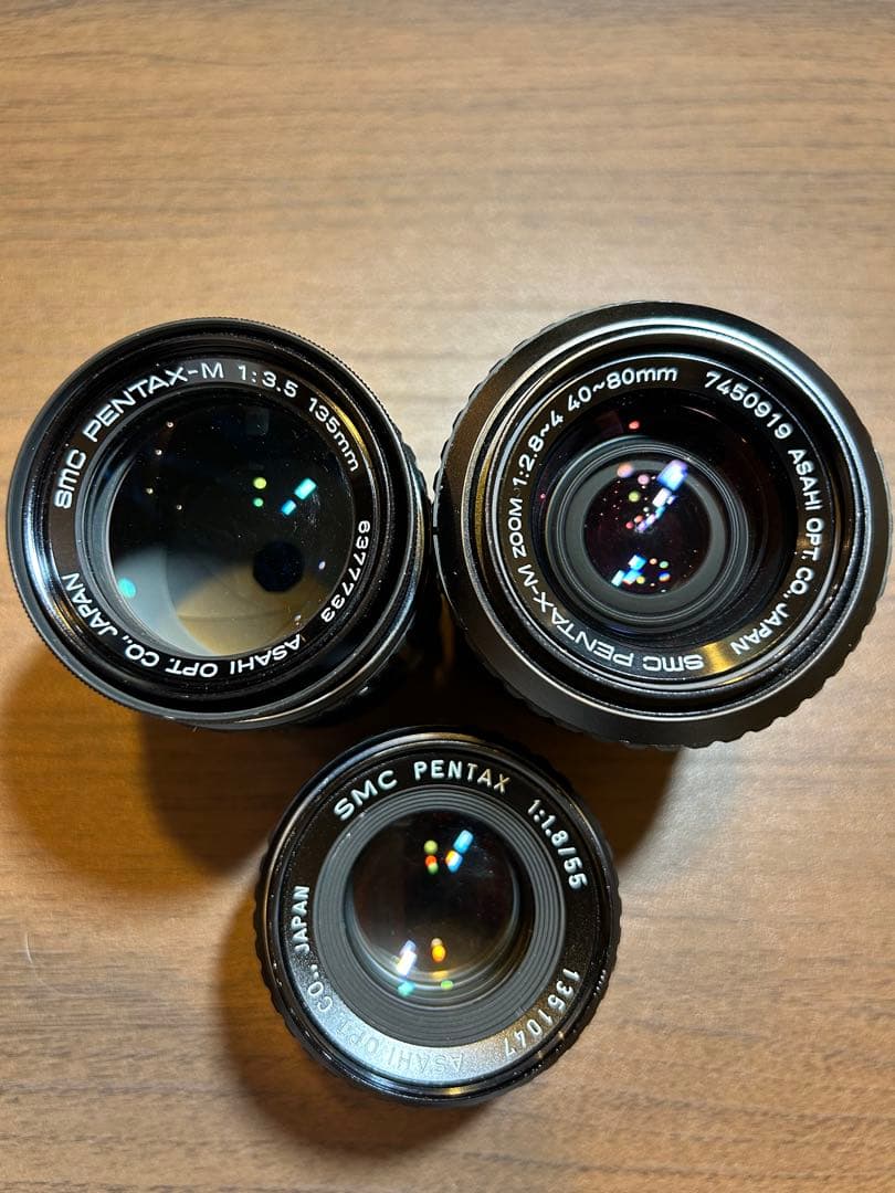 【タカ】PENTAX Kマウントオールドレンズ3本&マウントアダプタ（PK