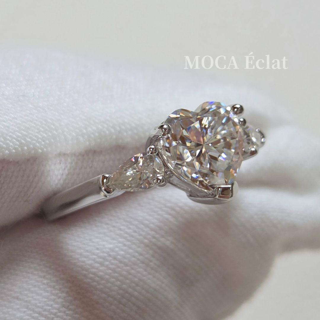 モアサナイト 2.7ct リング ハートシェイプ オールモアサナイト S925