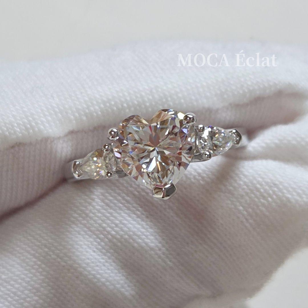 モアサナイト 2.7ct リング ハートシェイプ オールモアサナイト S925