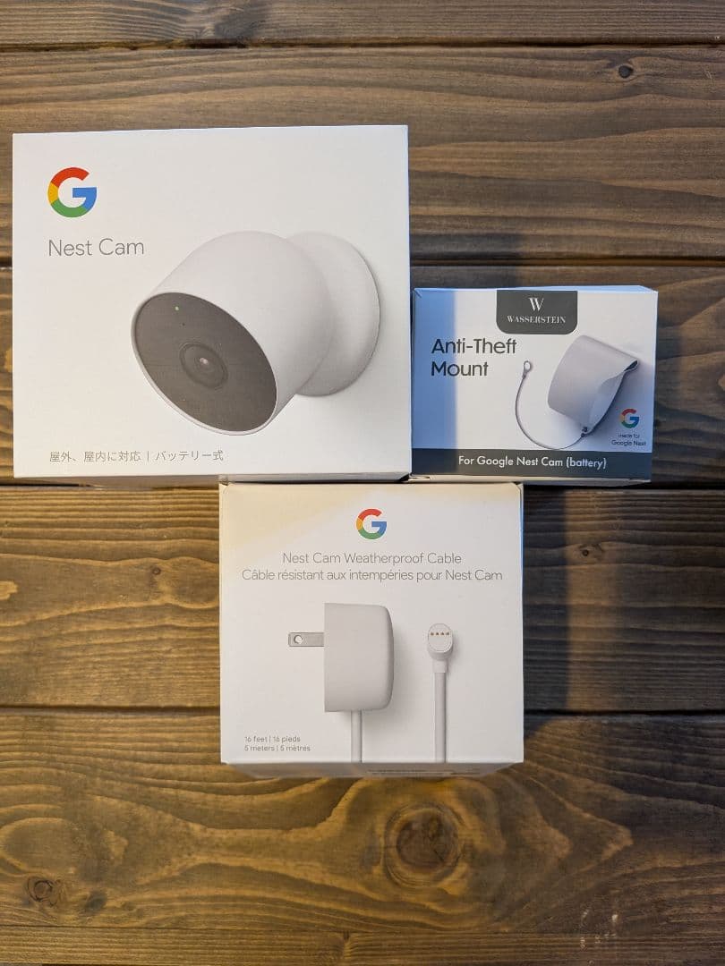 Google Nest Cam ・5mケーブル・盗難防止マウント 3点セット