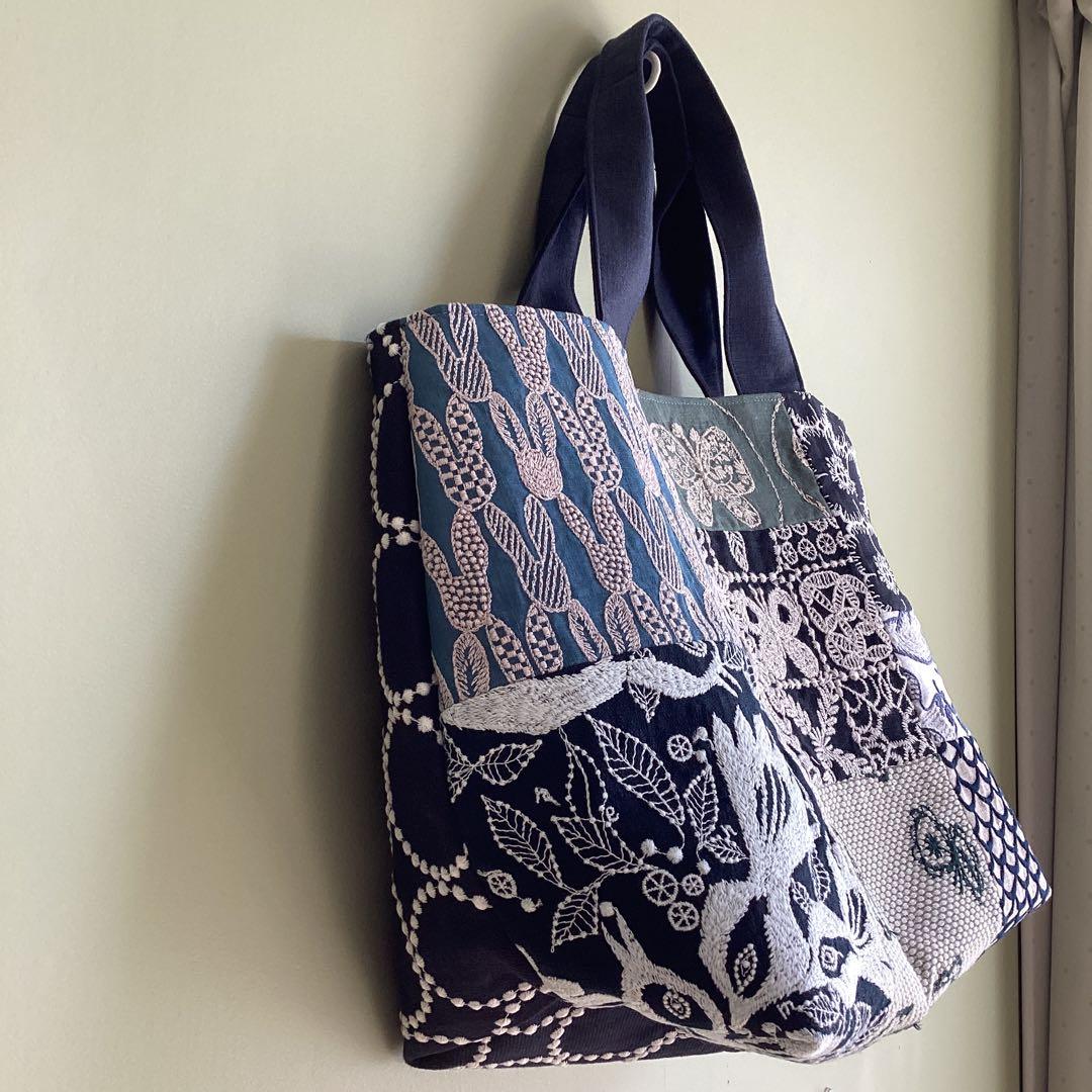 ミナペルホネンタンバリン&パッチワークトートバッグハンドメイド