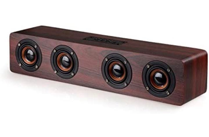 Bluetoothスピーカー PC サウンドバー 木製 マイク内蔵 ワイヤレス