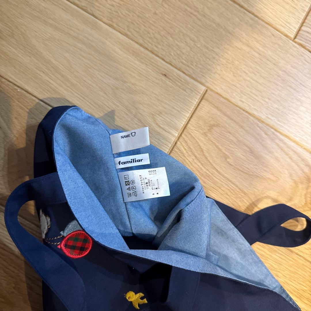 新品未使用　familiar キャラクター刺繍 トートバッグ ネイビー