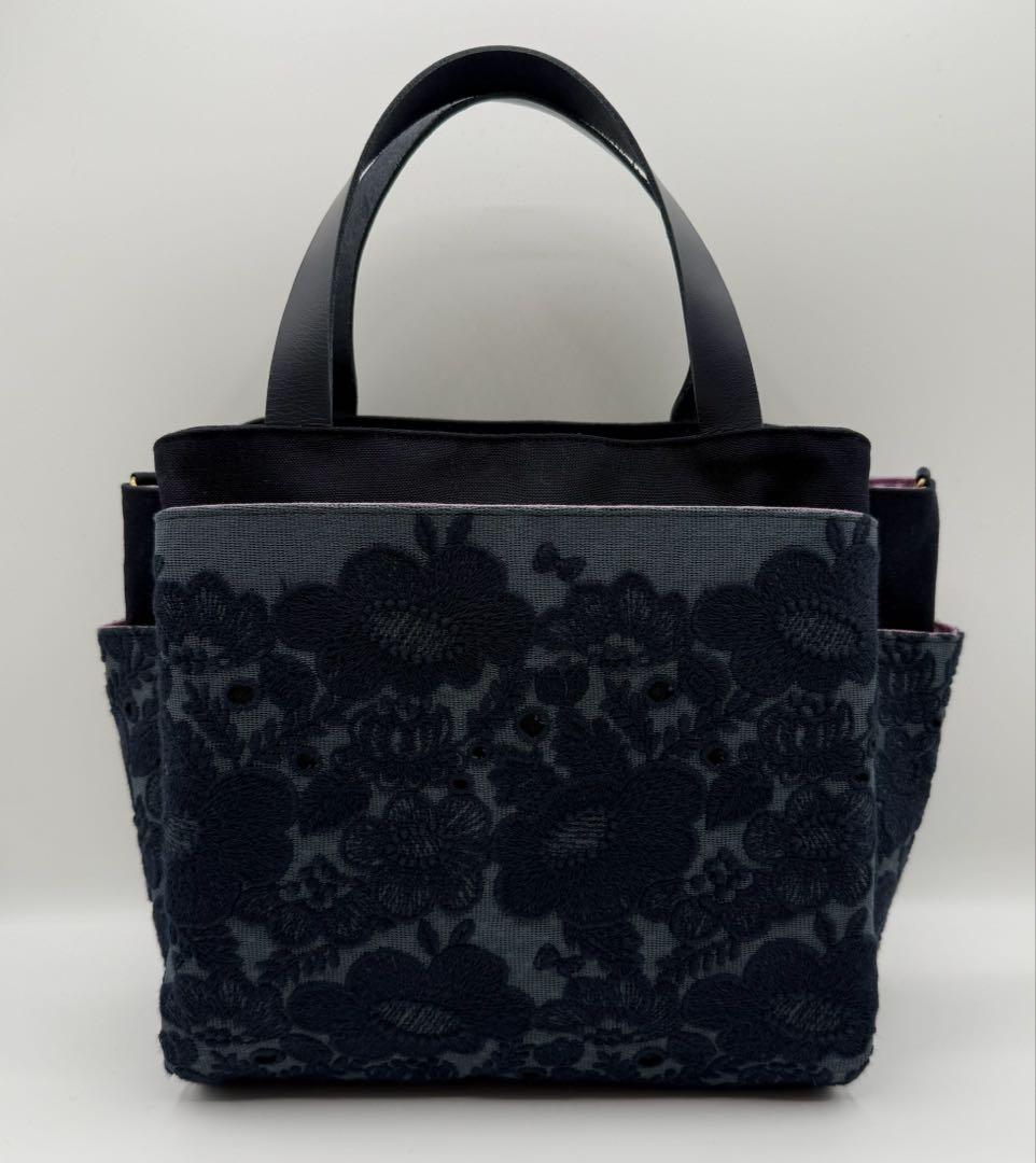 ミナペルホネン smileflower ハンドメイドバッグ スクエアトートバッグ