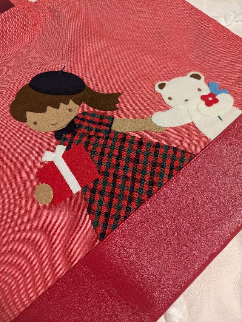 【完売レア】新品未使用　ファミリア　デニム トート レッスンバッグ　レッド 赤