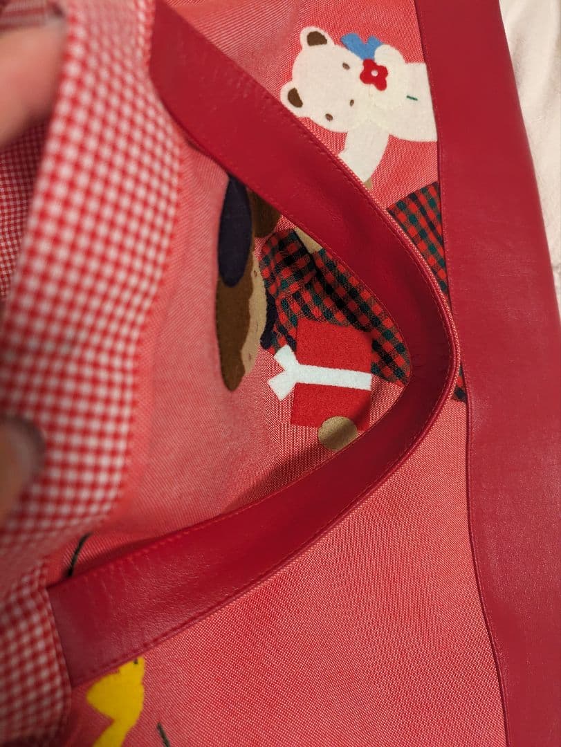 【完売レア】新品未使用　ファミリア　デニム トート レッスンバッグ　レッド 赤