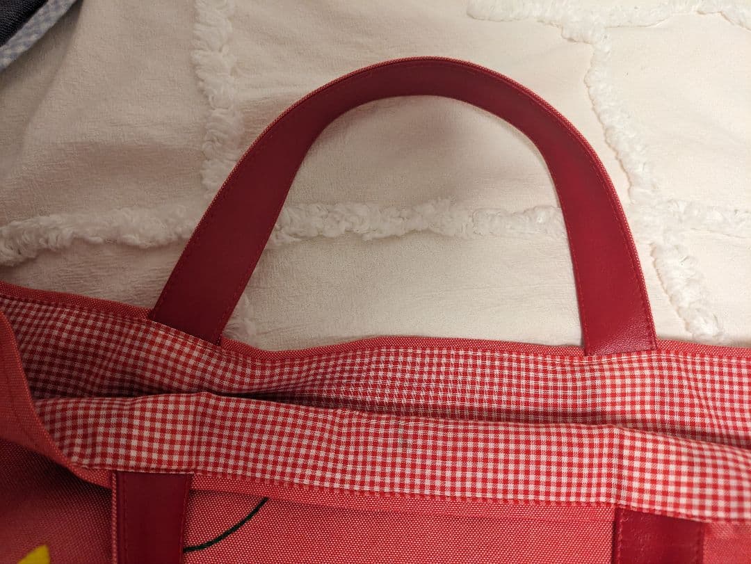 【完売レア】新品未使用　ファミリア　デニム トート レッスンバッグ　レッド 赤