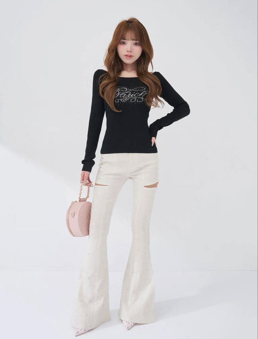 ブーツカットデニム・フレアデニム・ホワイト