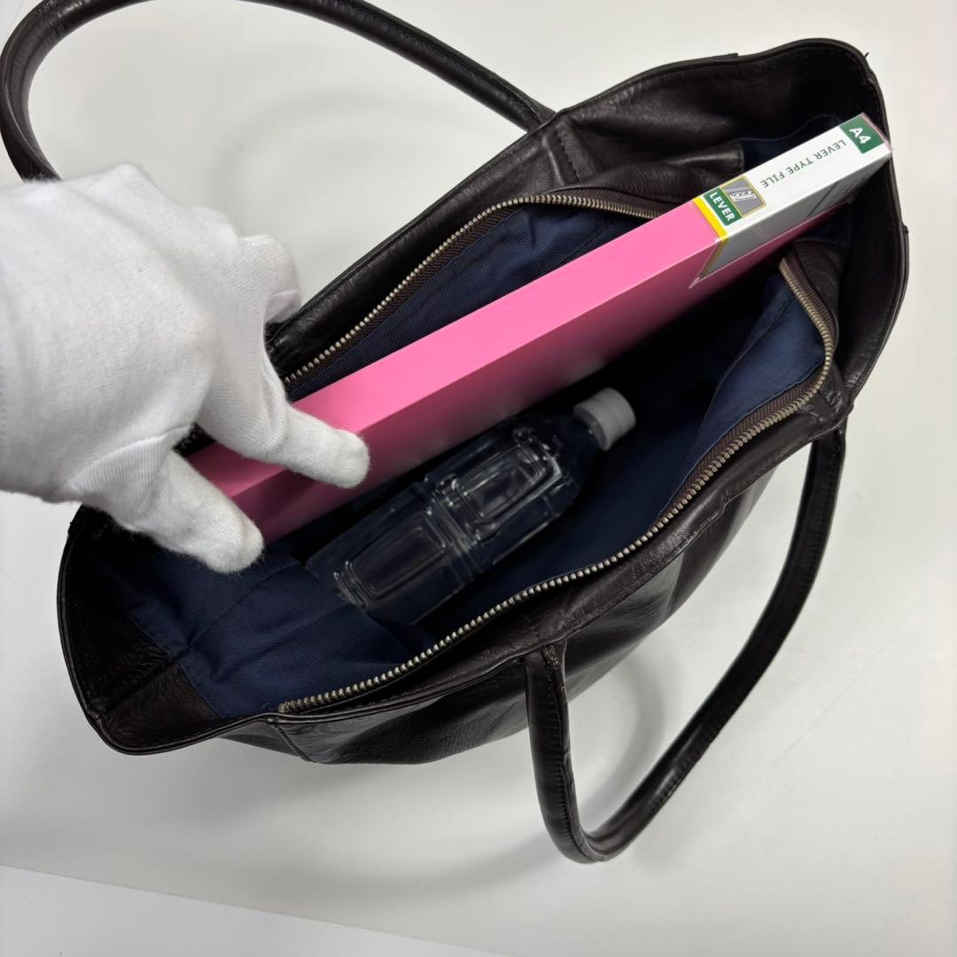 UNITED ARROWS トートバッグ ダークブラウン レザー ビジネス A4