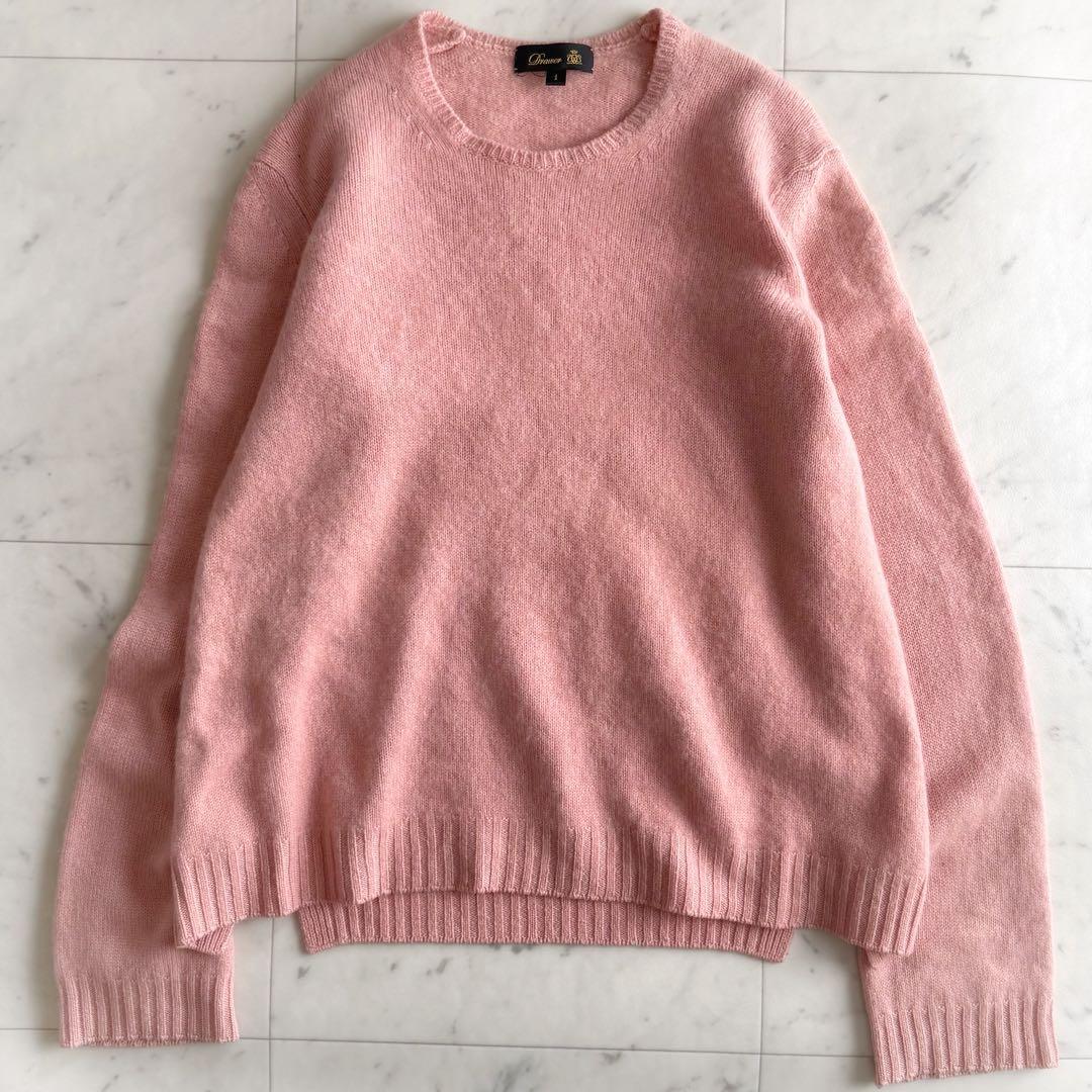 美品 ドゥロワー カシミヤ100% クルーネック スリット入り ニット◆ピンク