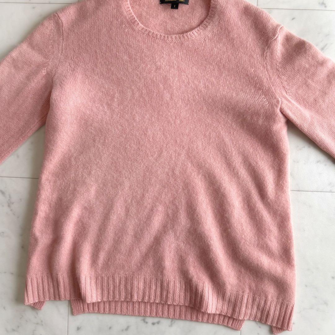 美品 ドゥロワー カシミヤ100% クルーネック スリット入り ニット◆ピンク