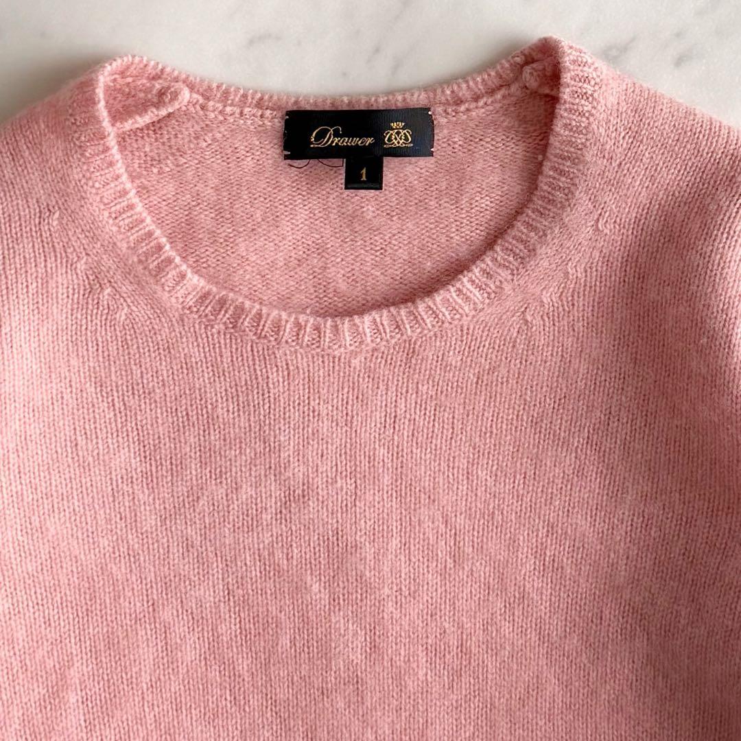 美品 ドゥロワー カシミヤ100% クルーネック スリット入り ニット◆ピンク