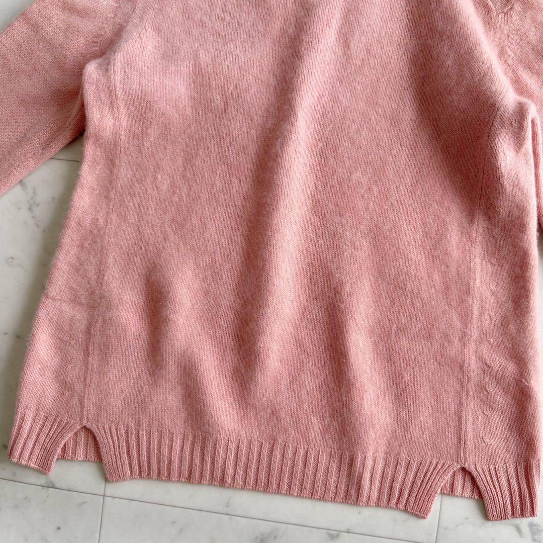 美品 ドゥロワー カシミヤ100% クルーネック スリット入り ニット◆ピンク