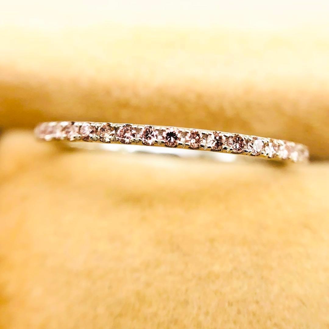 お値下げ！【純粋ナチュラルピンクダイヤ★最上級に上品な大人気ハーフエタ！】リング