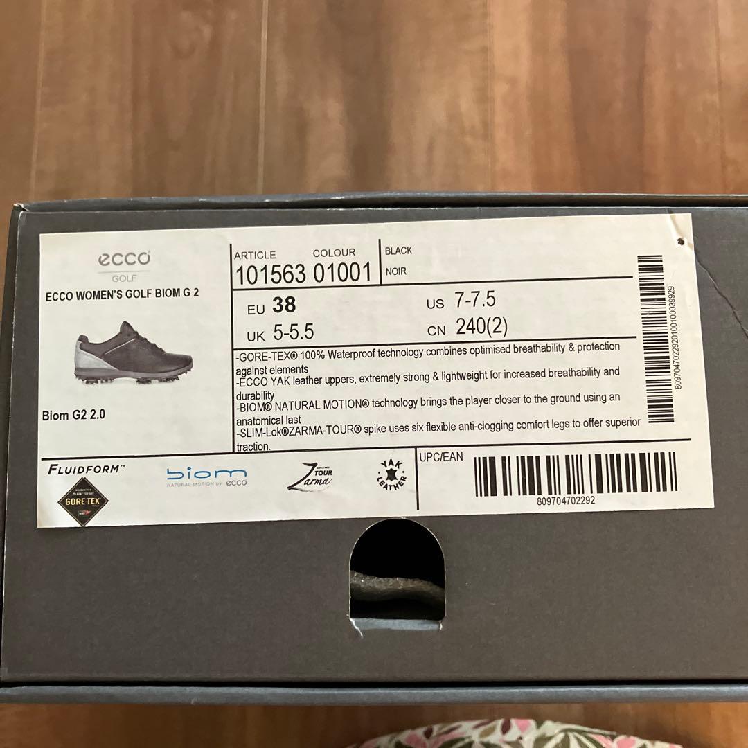 ECCO ゴルフシューズ 未使用　女性用 38サイズ ブラック　24センチ