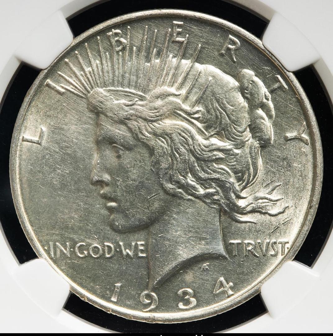 NGC-AU 洗浄 アメリカ合衆国 1934D ピースダラー　銀貨