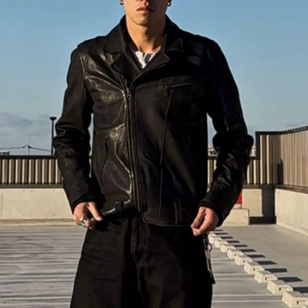 Indian motorcycleブラックレザーライダースジャケット