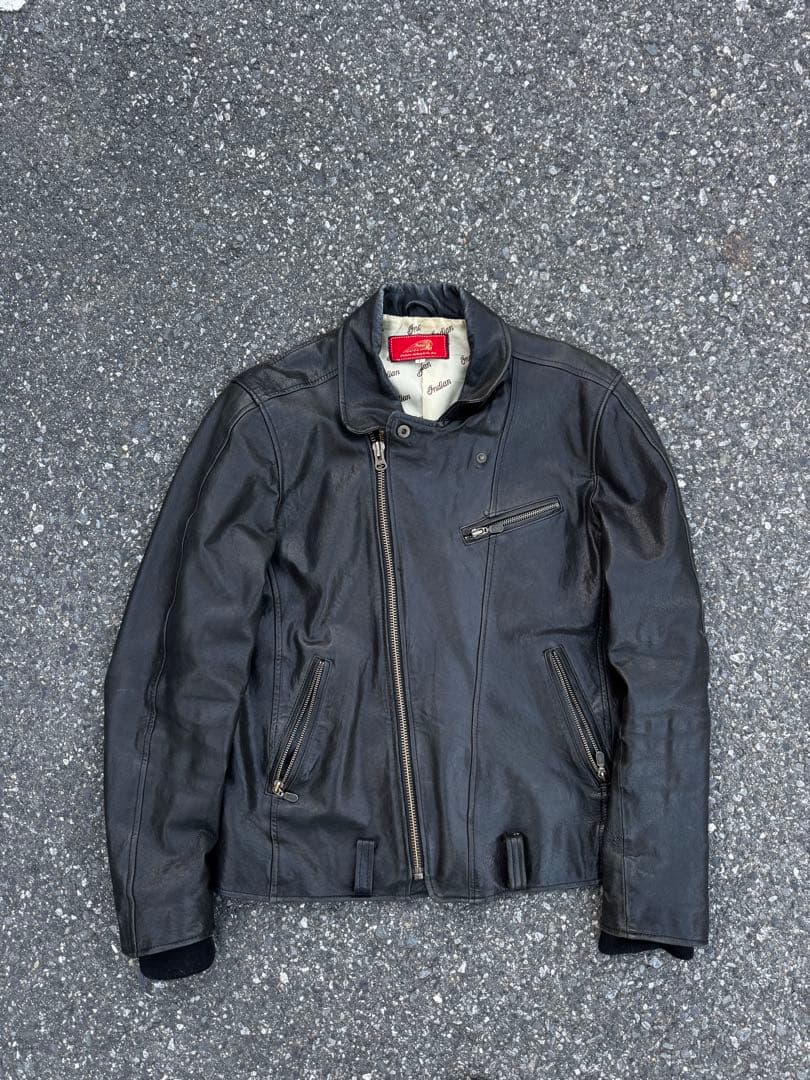 Indian motorcycleブラックレザーライダースジャケット