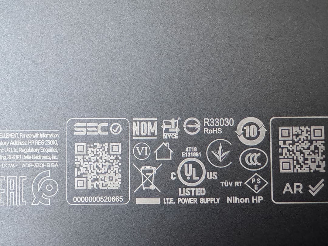 Hp 330w ACアダプター 19.5V 16.92A 4.5x3.0mm