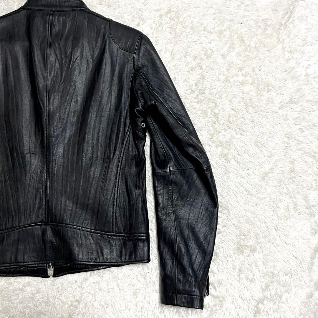 ✨美品✨激レア オールドユニクロ レザージャケット ラムレザー シワ加工 M