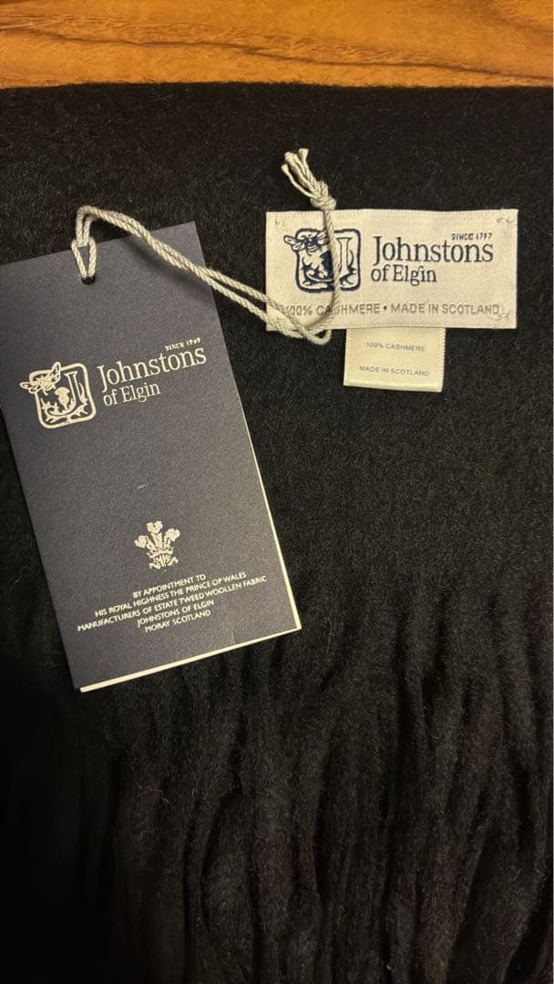 新品未使用★ジョンストンズ 大判 ストール カシミア100% ブラック
