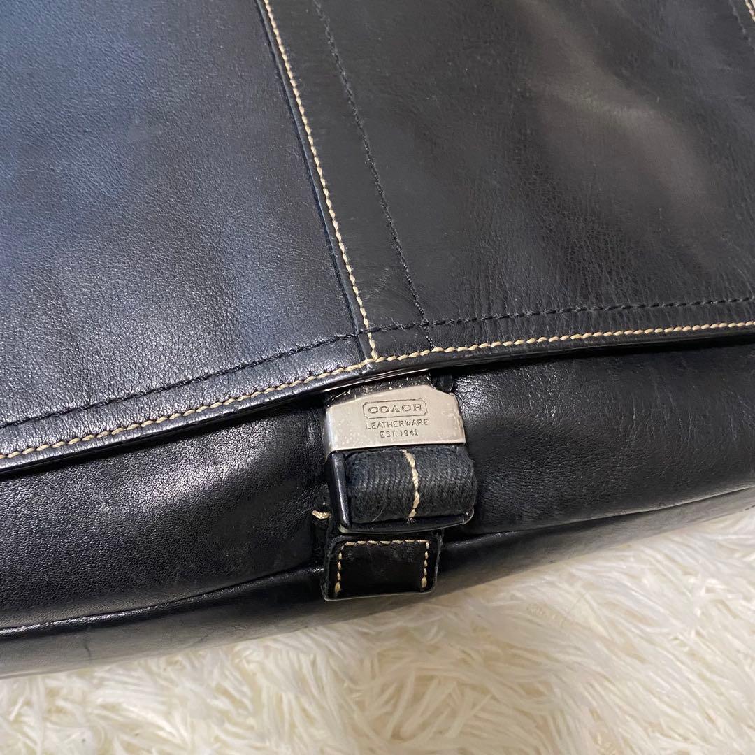 極美品 オールドコーチ　メッセンジャーバッグ 黒トランスアトランティック レザー