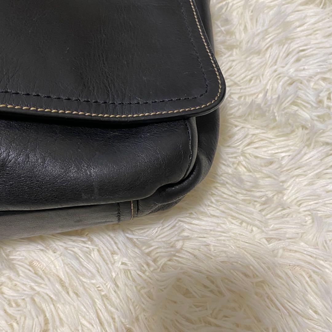 極美品 オールドコーチ　メッセンジャーバッグ 黒トランスアトランティック レザー