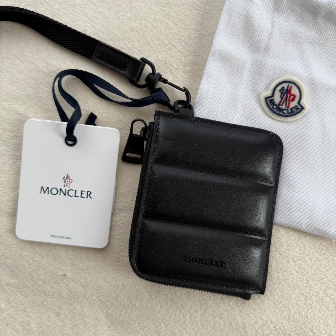 新品未使用 MONCLER 財布 カードケース ケース 黒 レザー