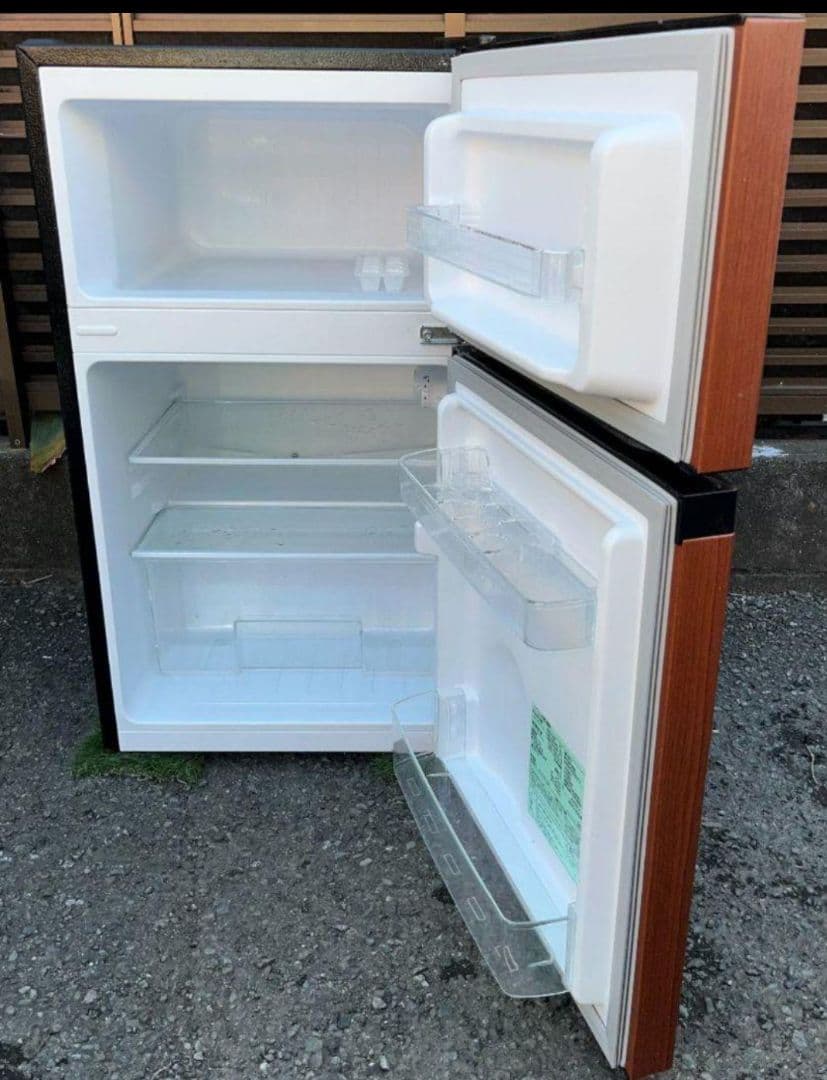 アイリスオーヤマ冷凍冷蔵庫87L木目調温度調節7段階23年製、レンジセット