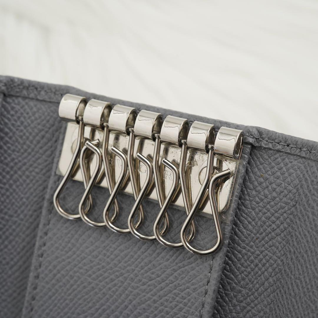 ほぼ未使用品　箱付き　BVLGARI ブルガリ　キーケース　サークル金具　グレー