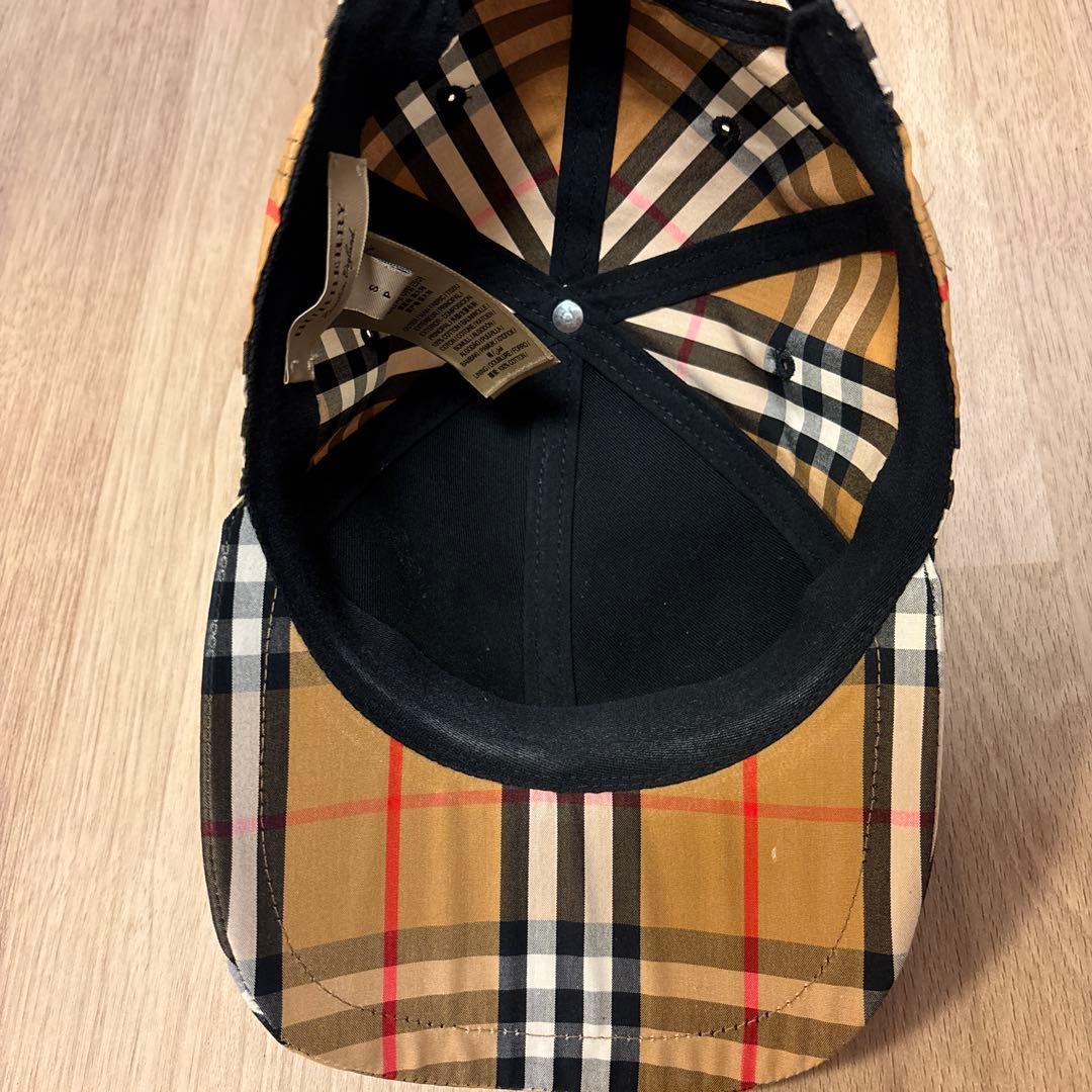 「訳あり」Burberry ベージュ チェック柄 ベースボールキャップ