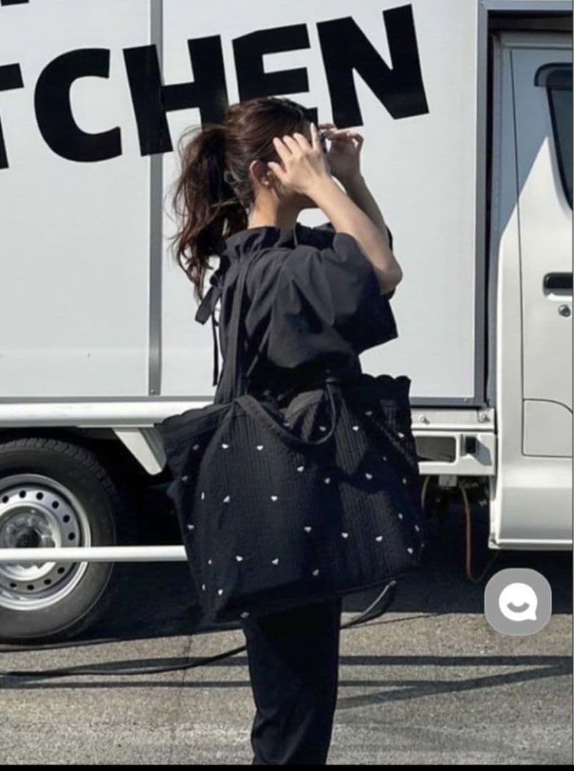 hichan×Donobanコラボ　スカラップマザーズバッグ/ ブラック