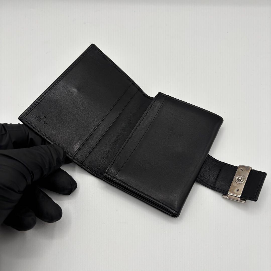 美品 FENDI フェンディ レザー 名刺入れ カードケース 財布 ブラック