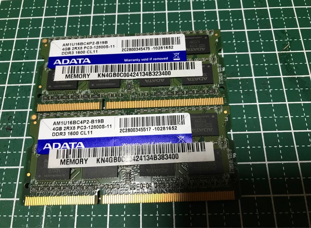 ADATA国産製DDR3 4GB×2＝8GB 1.5V仕様同一ロット品