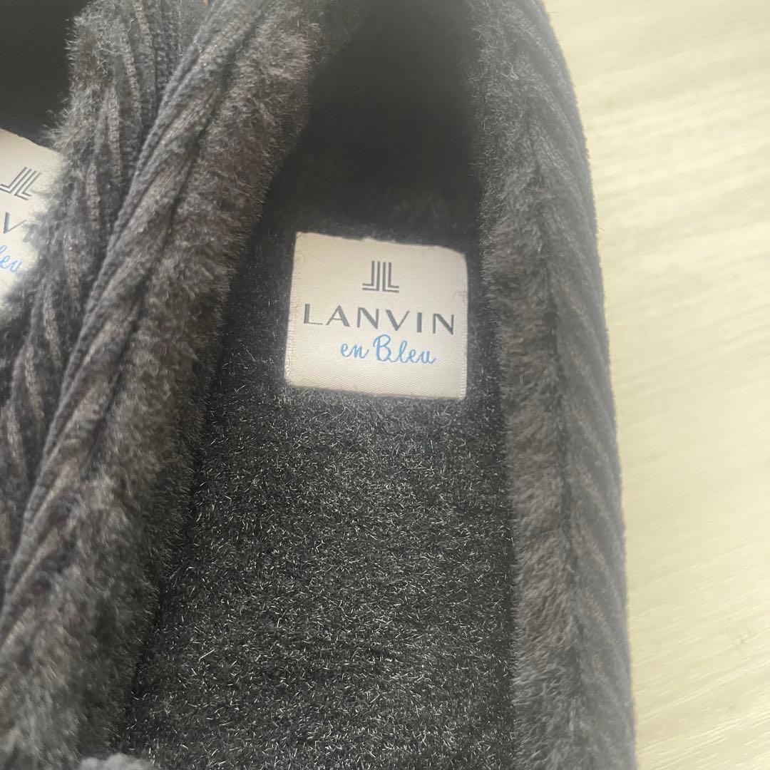 【LANVIN en Bleu】リボンモカシン 24cm ブラック 【美品】
