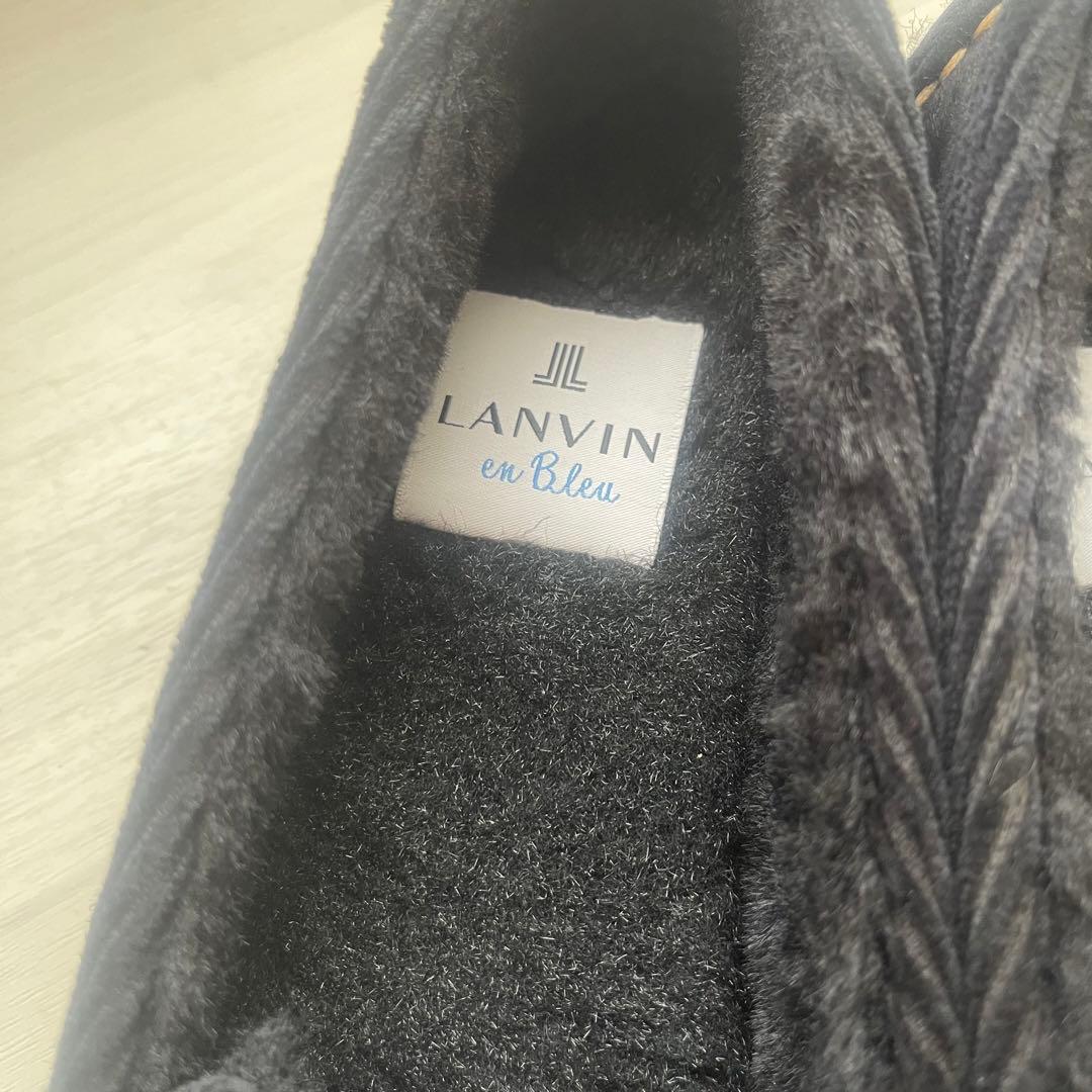 【LANVIN en Bleu】リボンモカシン 24cm ブラック 【美品】