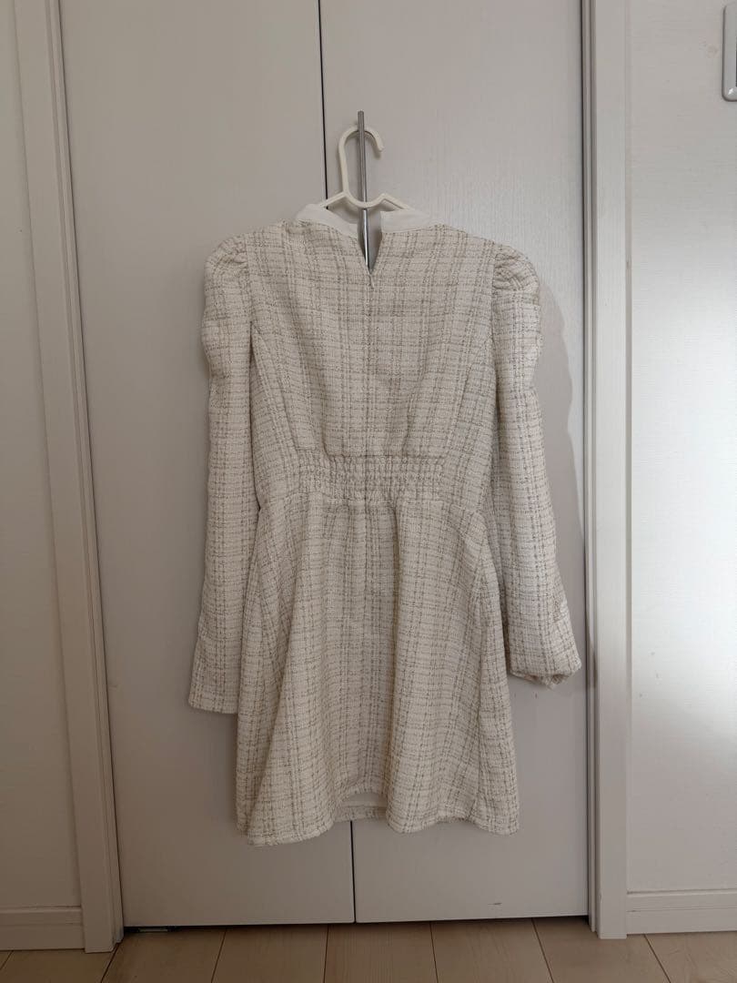 ワンピース Rosemuse Ribbons tie tweed mini onepiece