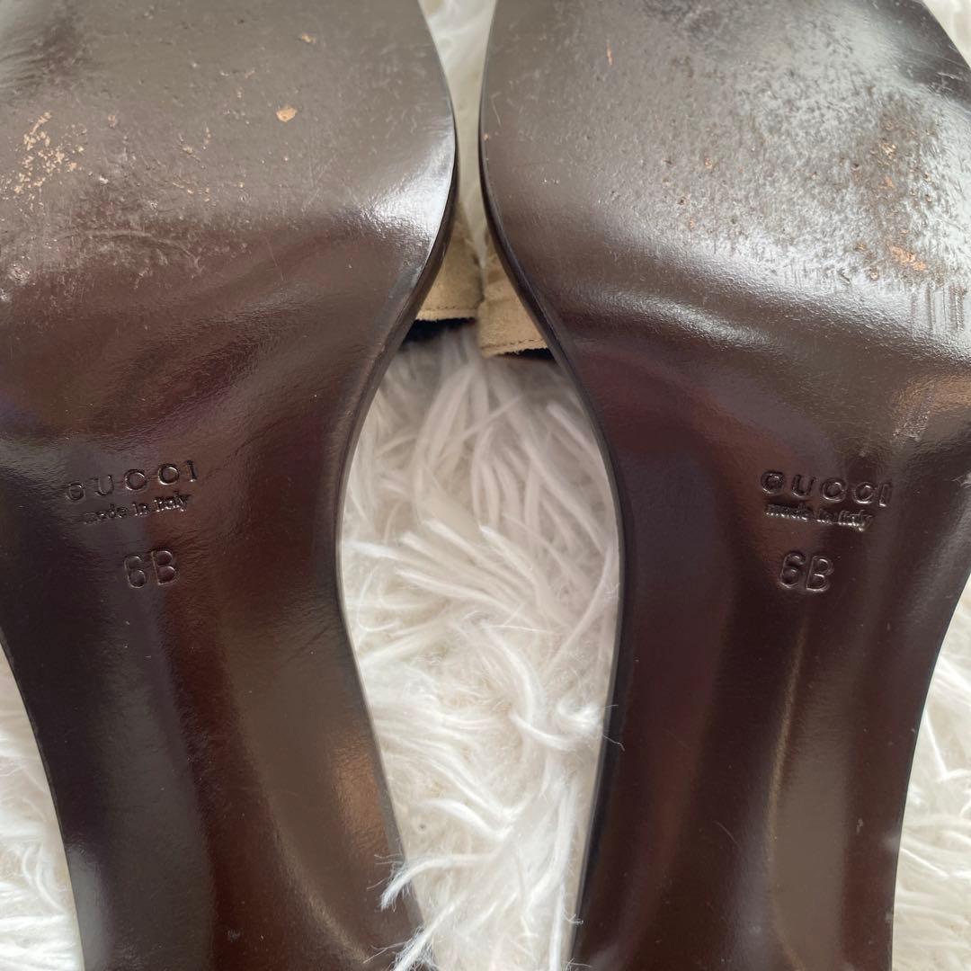 希少　【GUCCI】グッチ　ミュール　サンダル　ヒール　ベージュ　6B 金具