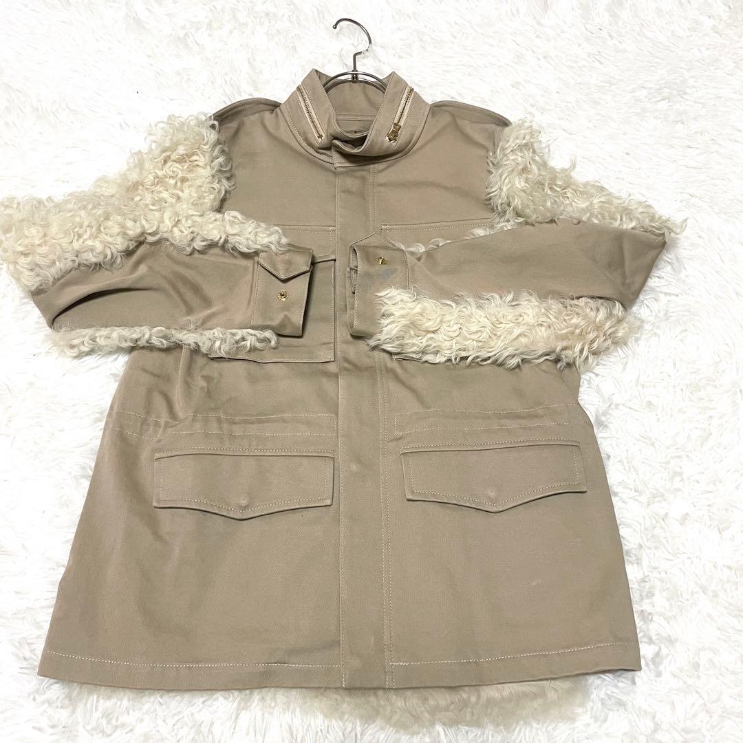 【専用】ドゥロワージャケット　ムートンコンビ　切り替え　ベージュ　36