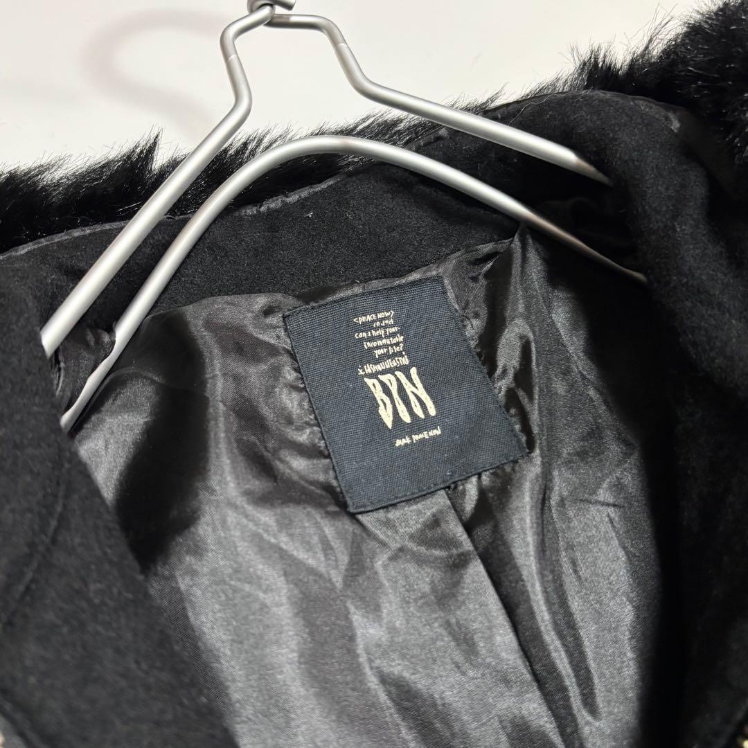 BPN　ブラックピースナウ　黒　燕尾　ファー・フーディ　コート