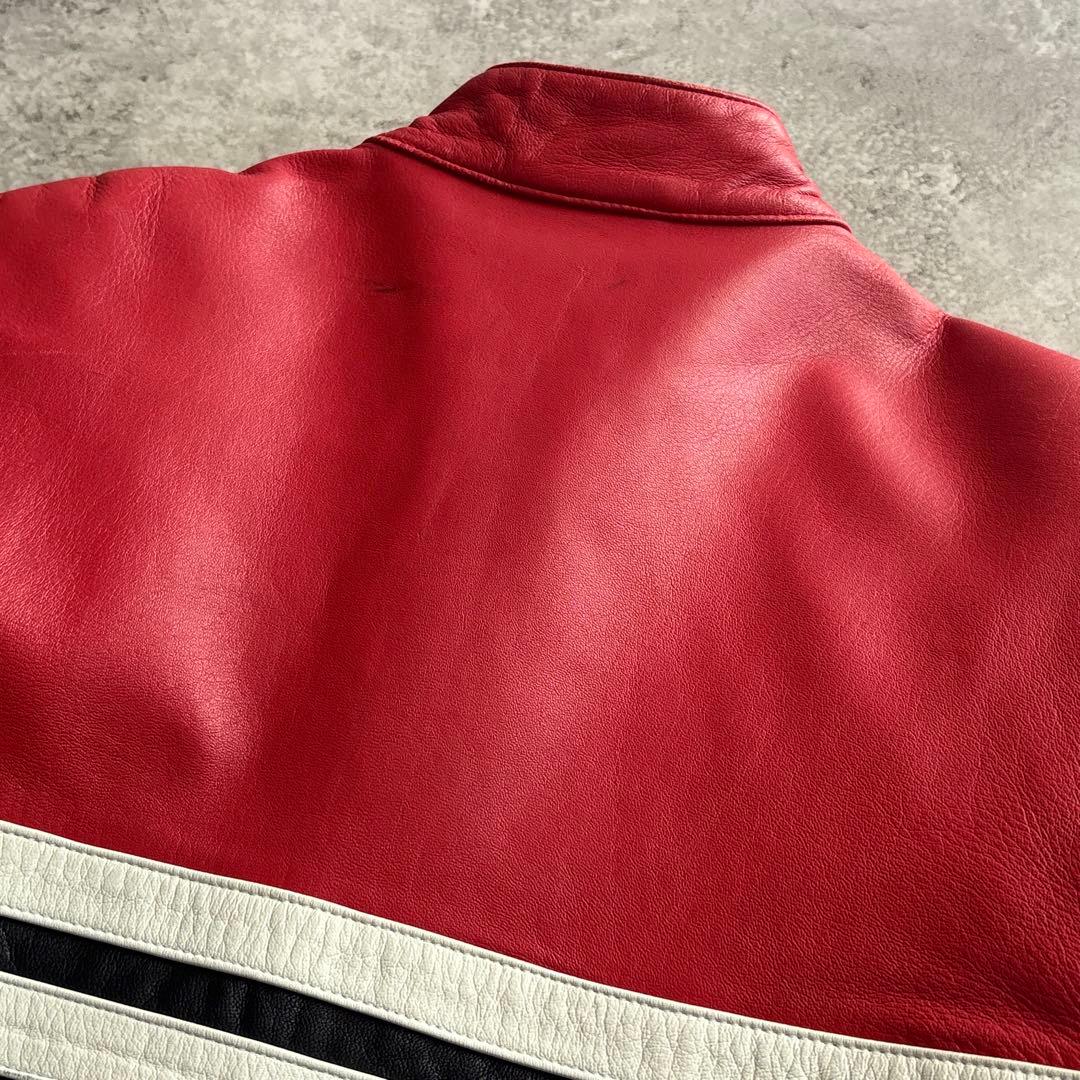 90's■adidas 【L】本革 羊革レザージャケット ライダース デサント製