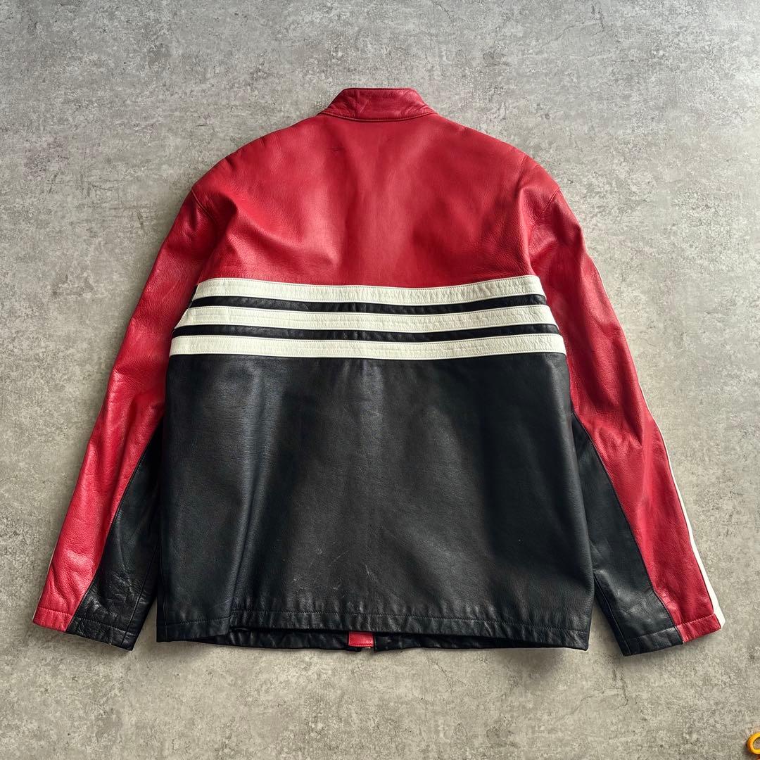 90's■adidas 【L】本革 羊革レザージャケット ライダース デサント製