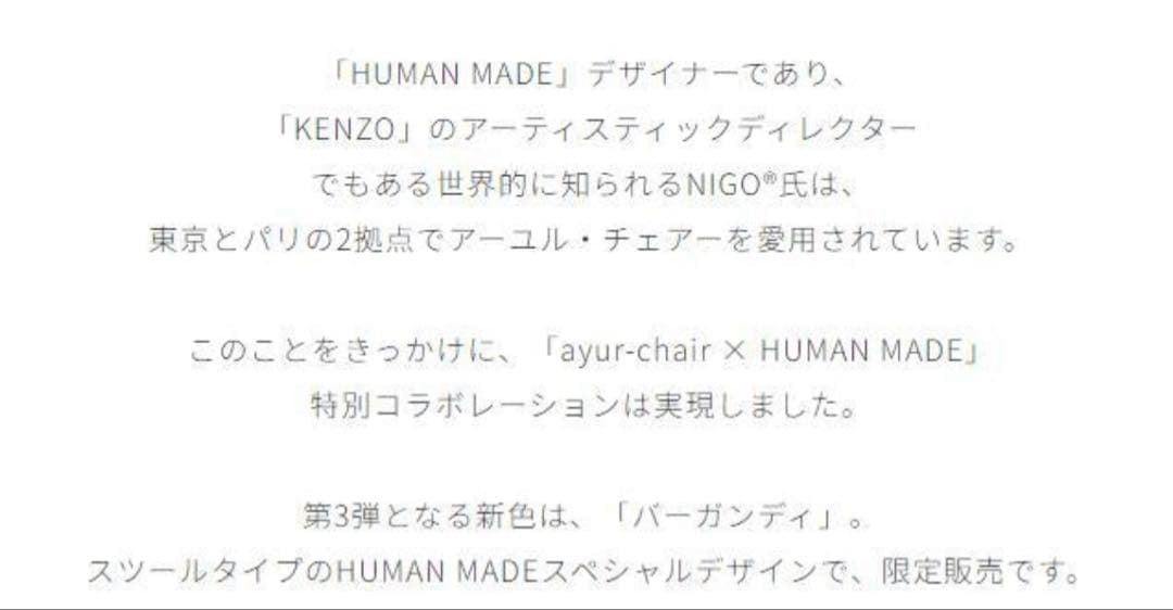 ayur-chair x HUMAN MADEモデル 限定販売 椅子
