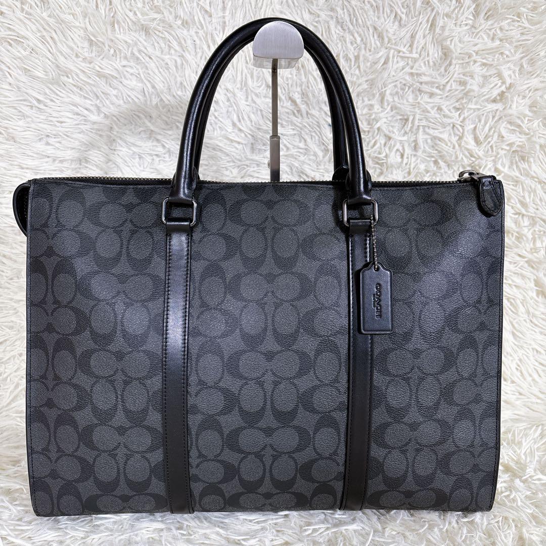 【極美品】COACH グラハム ジップブリーフ 2way ビジネスバッグ 黒