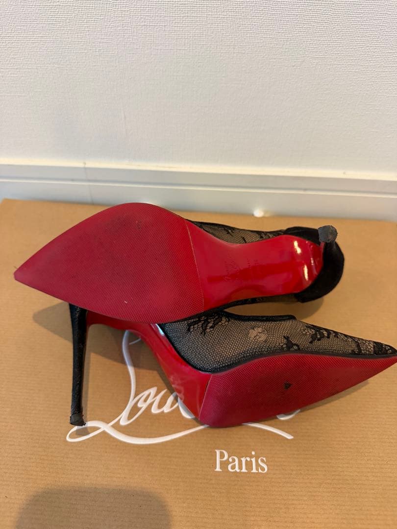 美品！Christian Louboutin 黒レースハイヒール36.5サイズ