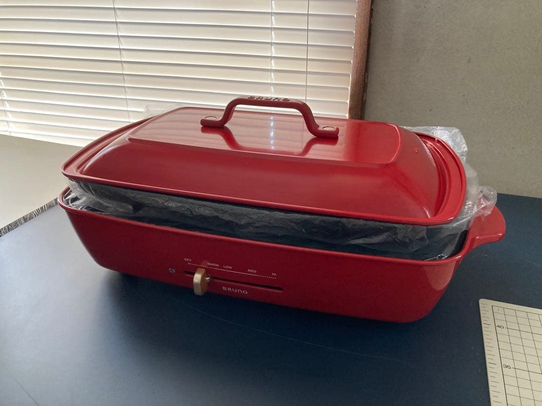BRUNO ホットプレート レッド 蓋付き