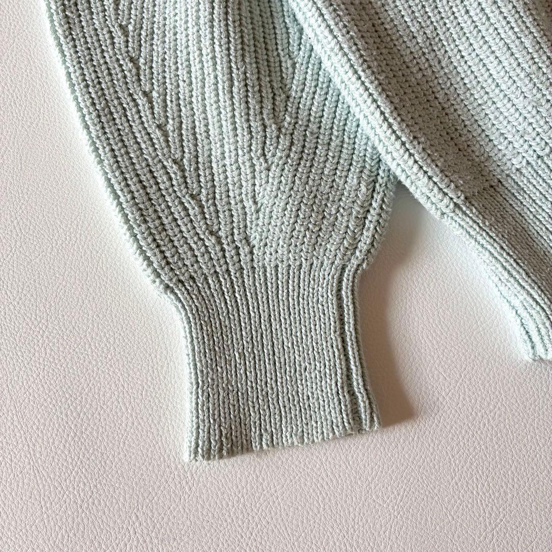 Drawer　クルーネックプルオーバーニット　7Gあぜ編み　コットンシルク