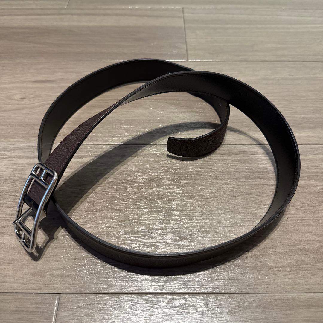 エルメス メンズ レザーベルト ブラウン&黒リバーシブル（約104.5cm）