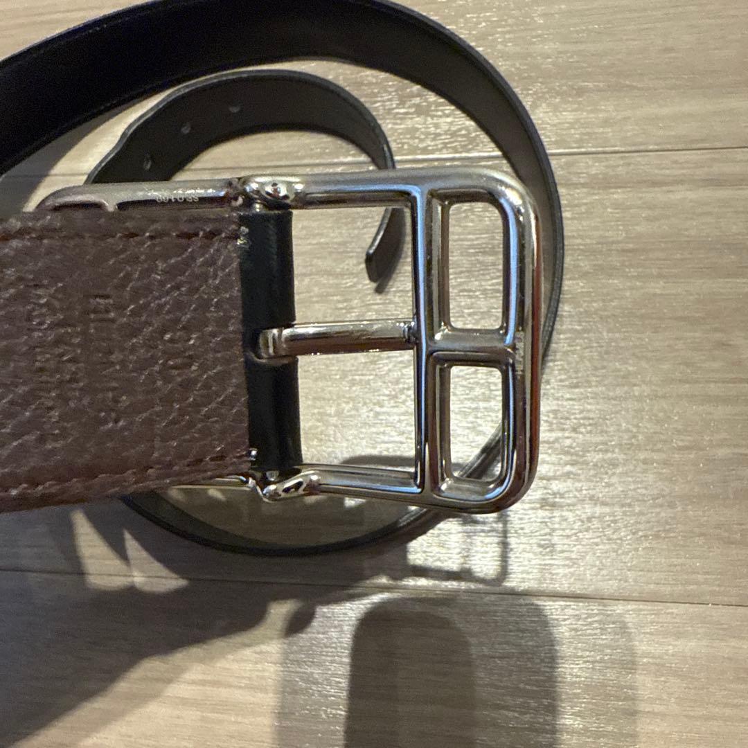 エルメス メンズ レザーベルト ブラウン&黒リバーシブル（約104.5cm）